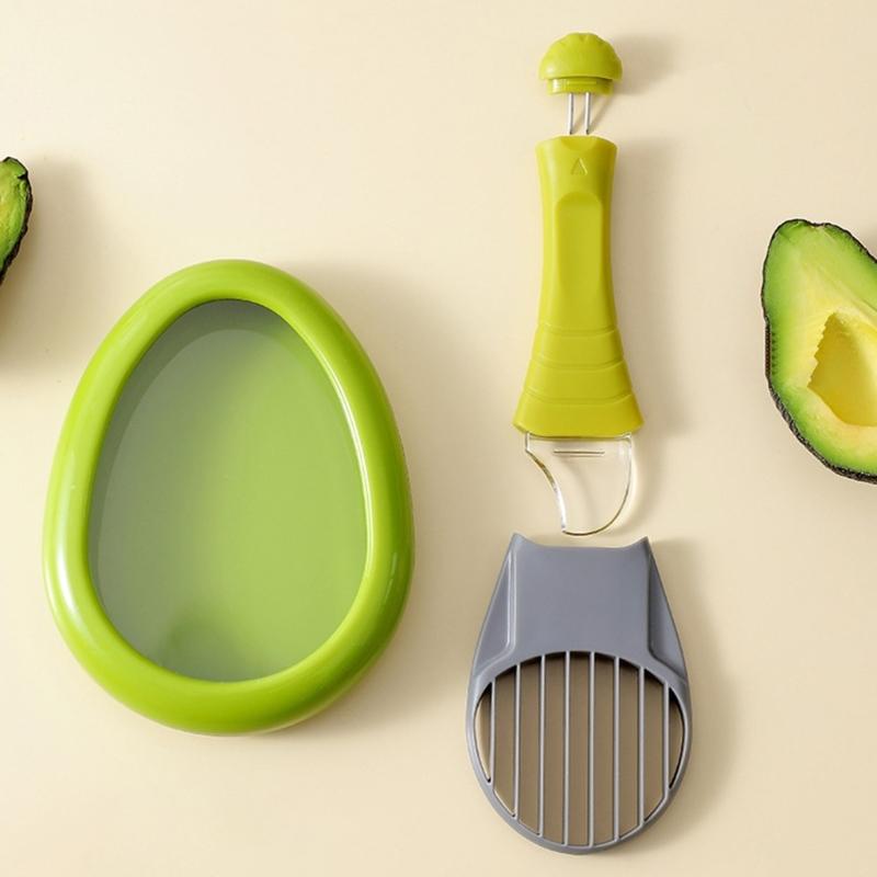 3 in 1 Avocado Corer Slicer Pitter Cutter with Flesh Remover Quick Cleaning Easy Fruit Preps Tool Kitchen Gadget