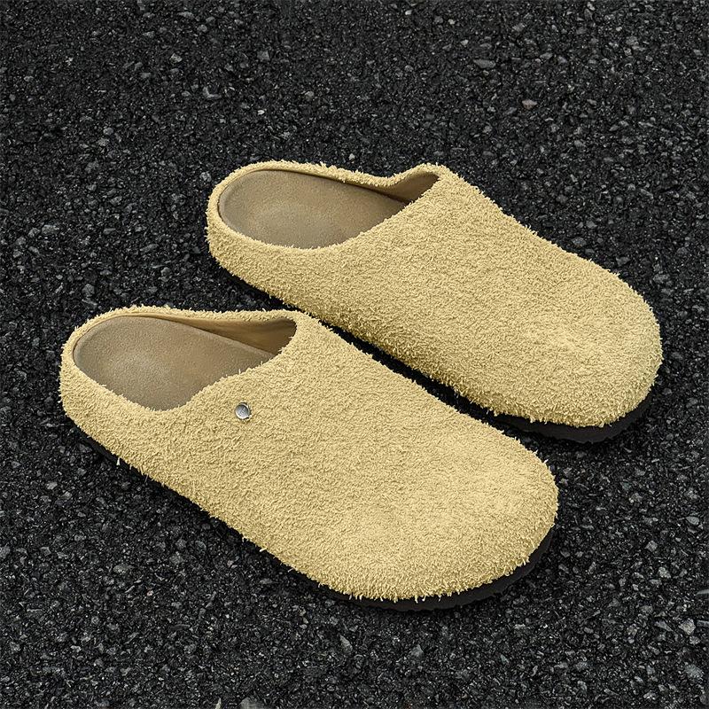 Vintage outerwear spring and summer new casual lazy one-pedal Boken shoes 45370 long hair gray, brown -Y