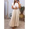Elegant Fall Maxi Dress With Pleated Design For Womens Office Wear