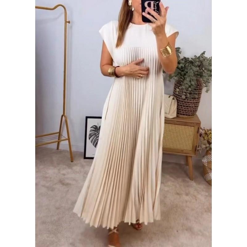 Elegant Fall Maxi Dress With Pleated Design For Womens Office Wear