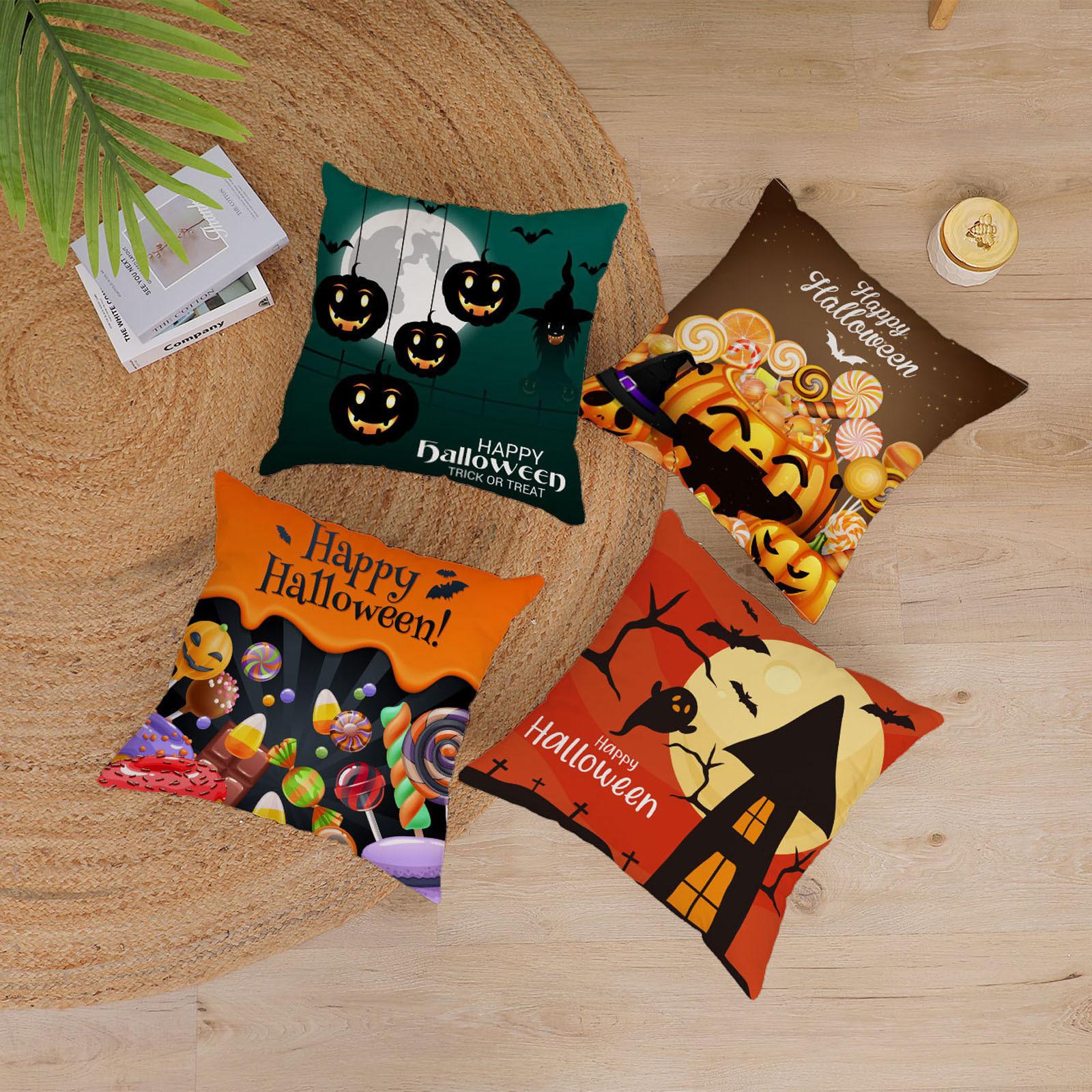 

Halloween Pillowcase Cushion Case Home Decoration Linen Cushion Cover 18 X 18 Inches