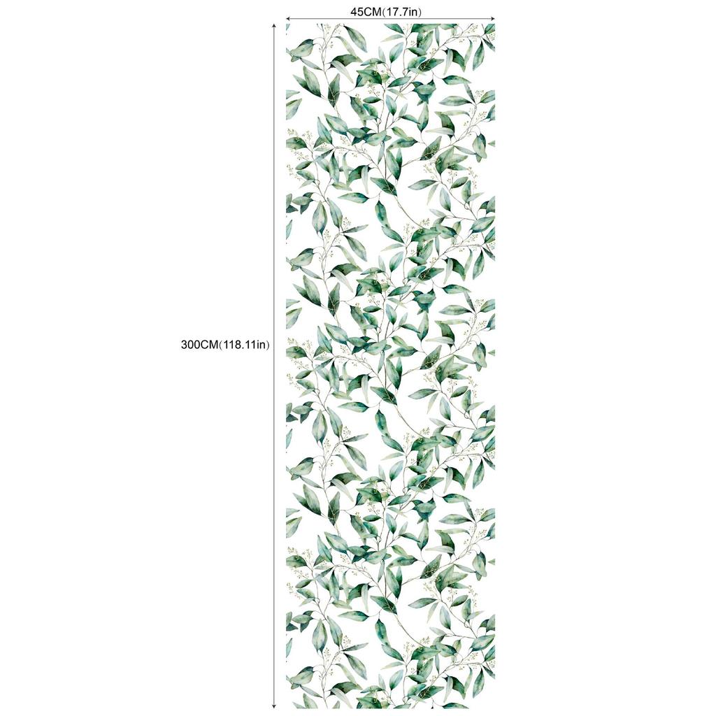 Removable Seamless Self-Adhesive Wallpaper for Living Room Background (Green Plants and Flowers)