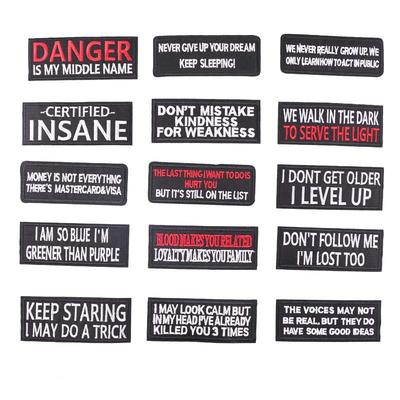 "Trendy English Text Embroidered Cloth Patch for DIY Clothing Decoration"