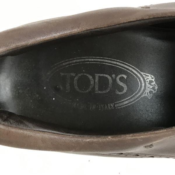 TOD'S Slip-On Wingtip Shoes Size 9 27.5 Brown Loafers Moccasin Business Dress Leather Shoes(USED)