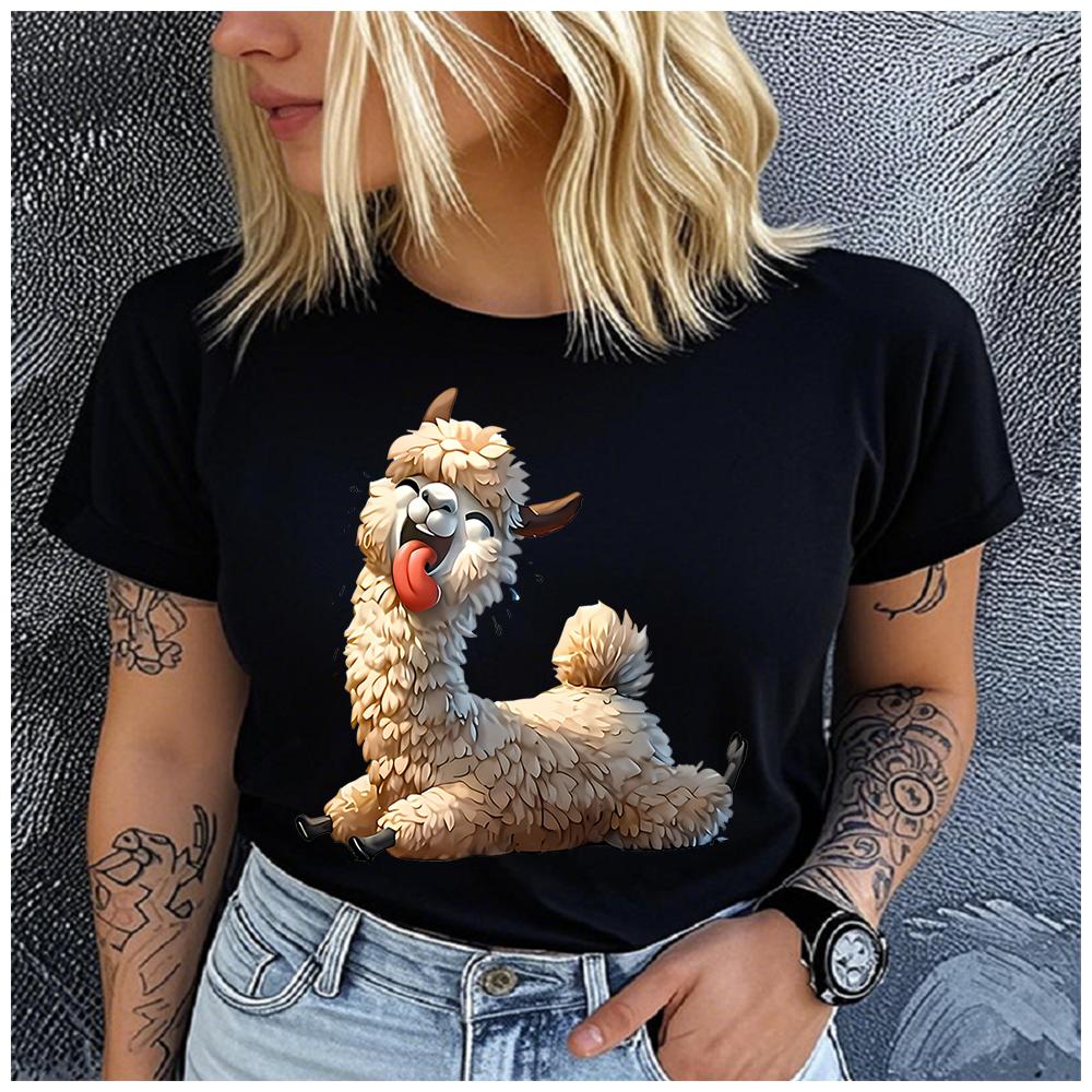 Cotton Bunny Moon and Star Print Casual Tee Womens Daily Outdoor T Shirt Summer Travel Holiday Gift Family Gathering