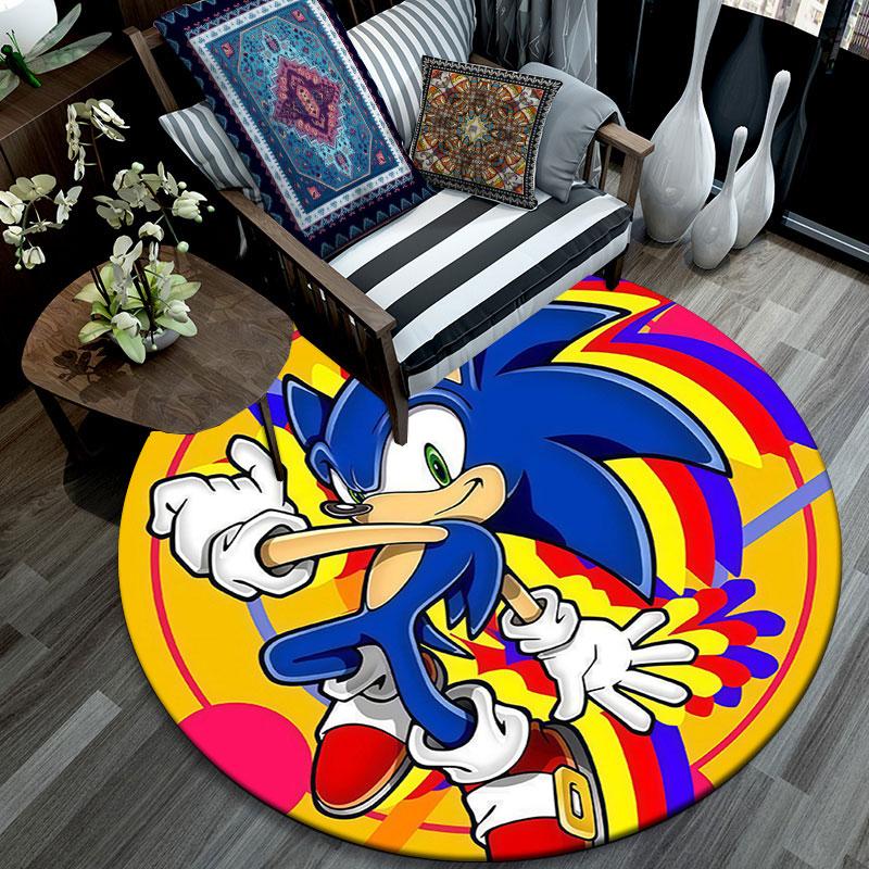 Sonic the Hedgehog2,Round Area Rug,Carpet Rug for Living Room Bedroom Sofa Playroom Decor,Non-slip Floor Mat