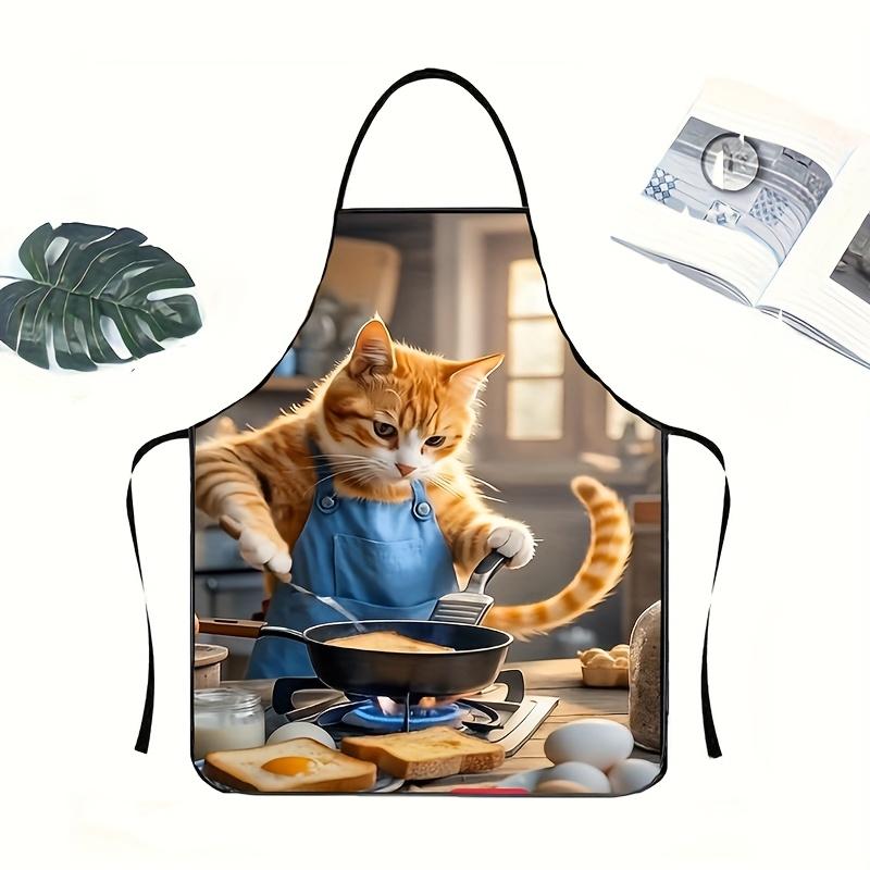 Süßer Katzen Kochschürze, Lustige Tier Küchen Kochschürze 3D Gedruckt Hausbacken Schürze Mehrere Größen Erhältlich Perfekt zum Kochen