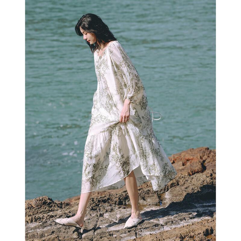 

Demana Elegant Ink Print Midi Dress S