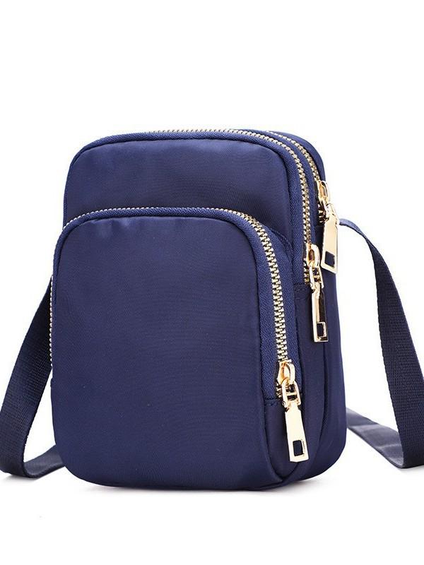 

2024 Women s Lightweight Nylon Crossbody Phone Bag - Large Capacity Mini Shoulder Bag 12x7x17 cm темно-синього кольору