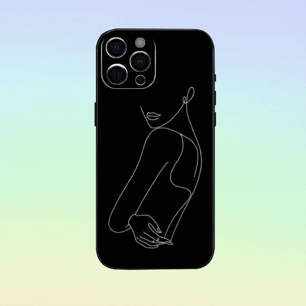 Sexy Line Minimalist Line Drawing Phone Case Silicone Soft For IPhone 17 16 15 14 13 12 11 Black Soft Silicone Case
