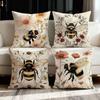 Cute Bee And Flower Pattern Digital Printing Pillow Cover Short Plush Suitable Living Rooms Bedrooms Sofas Throw Cushion Cover