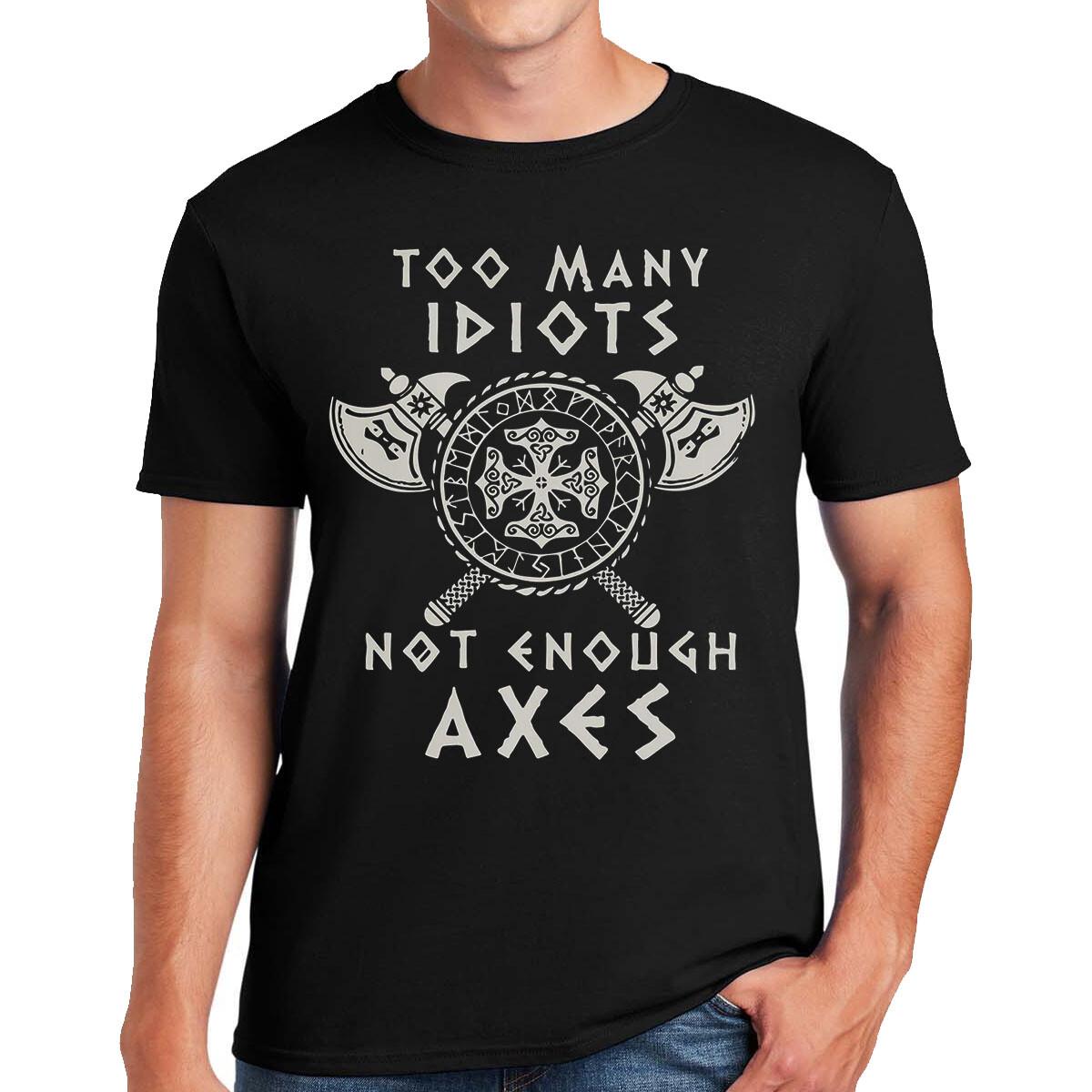 Too Many Idiots Not Enough Axes Vikings T-Shirt Valhalla Norway Norse Warrior S разноцветный
