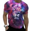 Summer Fierce Lion Graphic trička pro muže Zvířecí potisk Denní výstřih Volný Trička s krátkým rukávem Streetwear Oversized trička