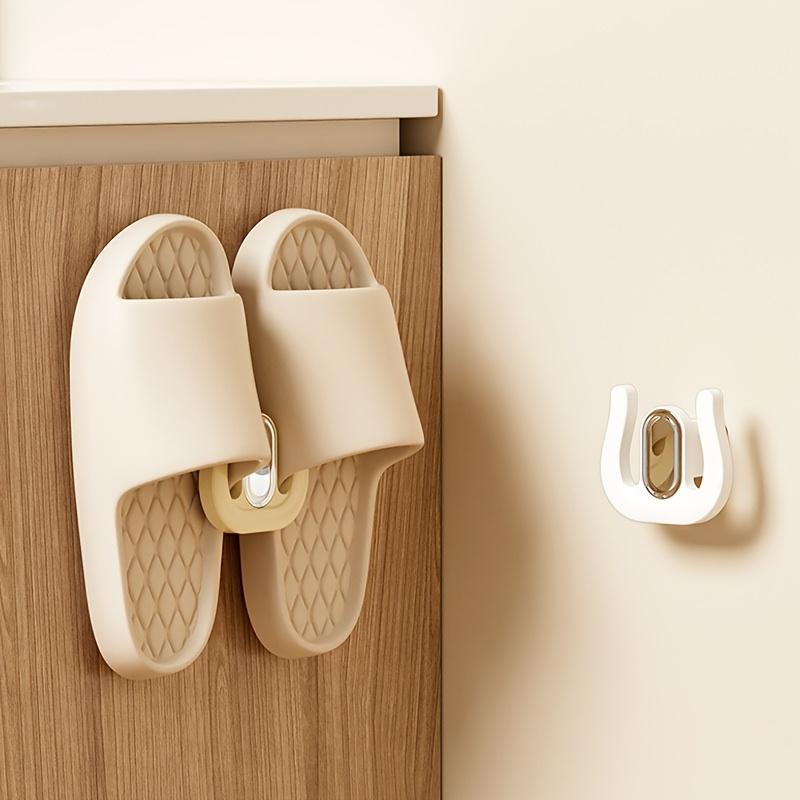 1pc Driller Free Easy Mounting Wall-mounted Slipper Rack - Thick Steel Bathroom Shoe and Towel Storage Rack, Practical Hooks