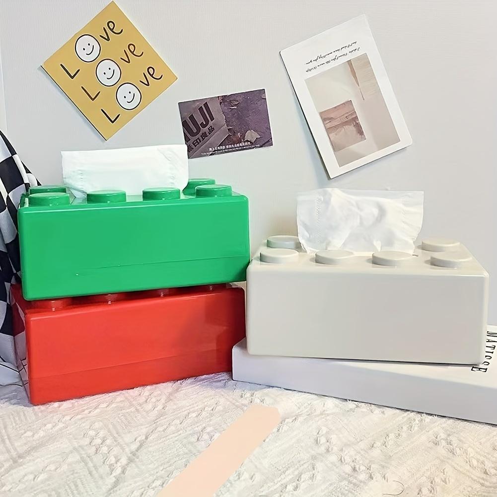 Building Block Design Tissue Box Tissue Holder With Spring Tissue Storage Box for Bathroom Living Room Bedroom Vanity Countertop