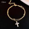 French simple double-layer zircon cross pendant bracelet light luxury bracelet exquisite versatile jewelry