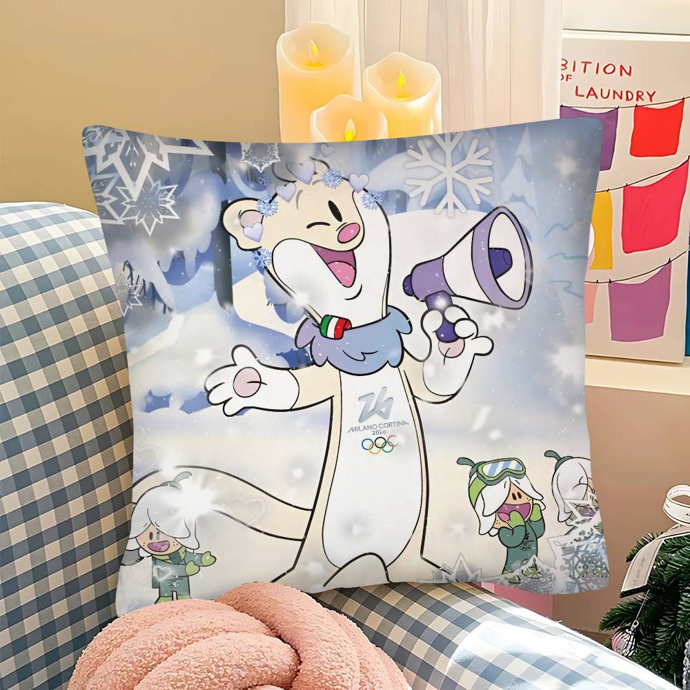 pc Mascot TTina And CUTE MMilo Pillow Case Fashion Square Pillowcase Bedroom Sofa Room Ins Decoration Leisure