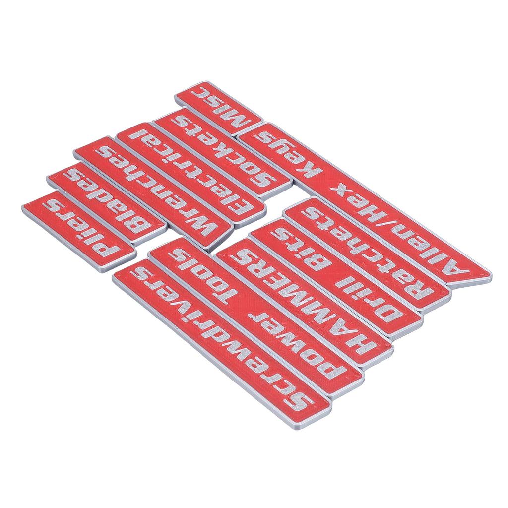 12pcs Magnetic Toolbox Labels Reusable 3D Printed Toolbox Drawer for Steel Tool Boxes Cart Drawers Cabinets