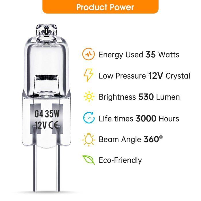 Ampoule halogène - EvaStary - G4 - 360 degrés - Intensité variable - 3000 heures de vie