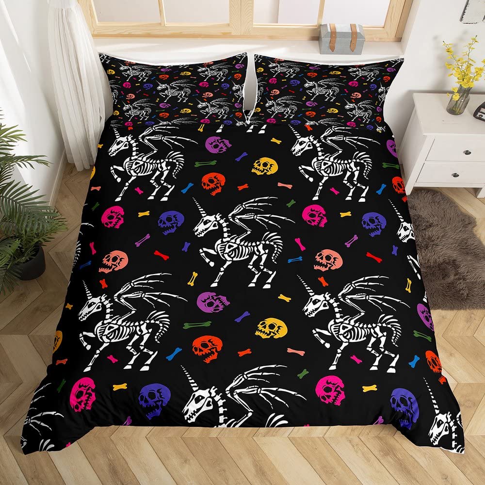 Death Moth Duvet Cover Set Skull Bedding Set Snake Mandala Moon Phase Comforter Cover Trippy Skeleton Quilt Cover Set Queen Size