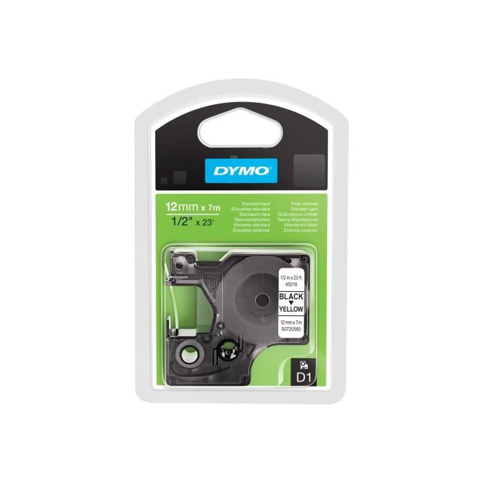 DYMO D1 Auto-adhésif Noir Sur Jaune Rouleau (1,2 Cm X 7 M) 1 Rouleau(x) Bande D'étiquettes Pour LabelMANAGER 160, 210D, 210D…