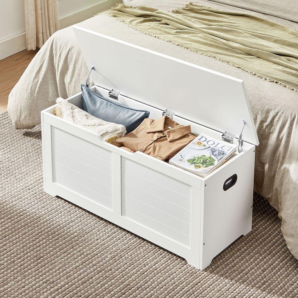 Panca Contenitore da Petto 40x100x46cm Seduta con coperchio bianco