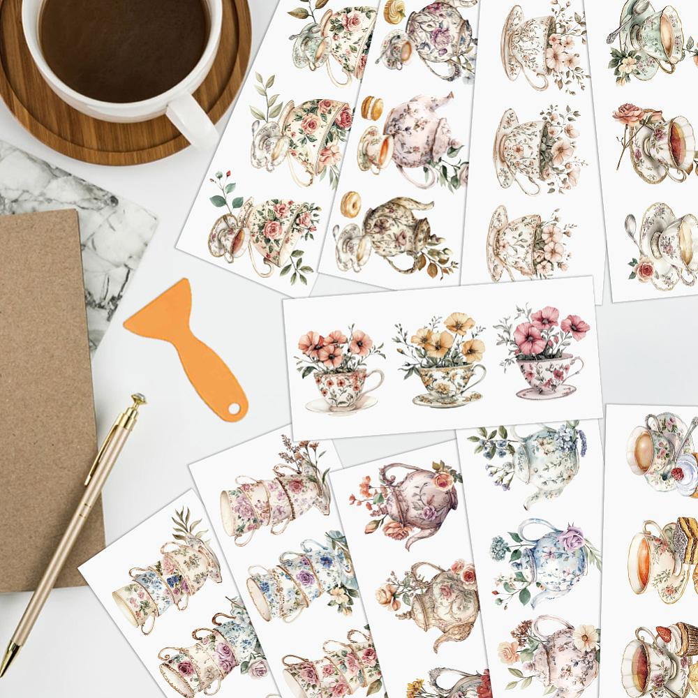 PVC DIY Heat Transfer Paper for UV Sublimation Cup Teacup 110x240mm 10 style 1pc/style 10pcs/set
