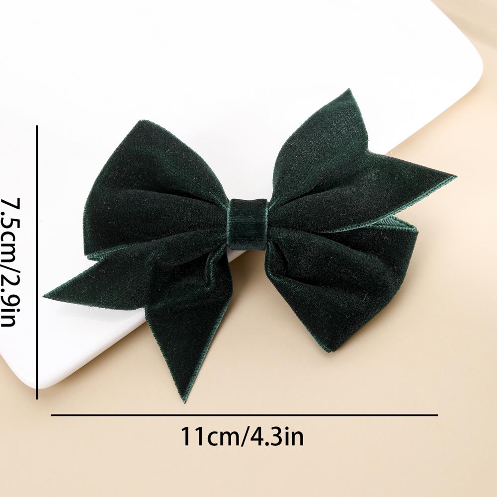 2PCS Velvet Bow Girls Hair Clip Sweet Retro Red Green Bow Hair Clip Handmade Hair Clip Headwear Children's Hair Accessories