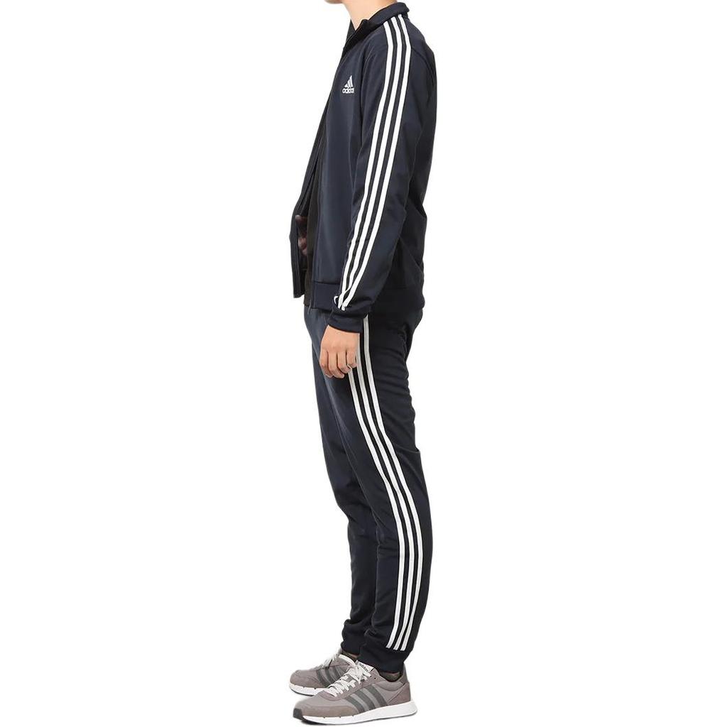 Adidas Logo Print Striped Cardigan Hoodie And Joggers Set Men Casual Sportswear Blue GK9658