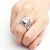 Vintage Carved Totem Pattern Joint Ring Female Boho Square Cut Zircon Wedding Engagement Ring Cocktail Party Finger Jewelry