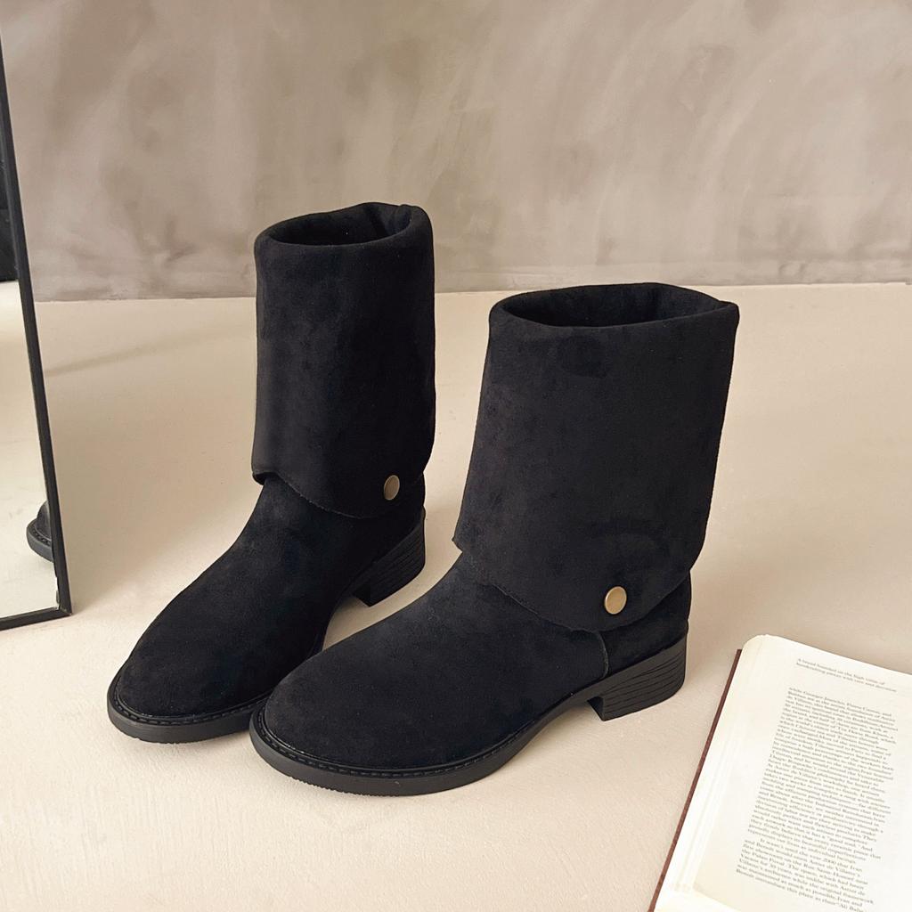 Western Cowboy Martin Boots Fashion Skinny Boots Women's Shoes 2025 New Autumn Retro Suede Knight Boots Boots Boots