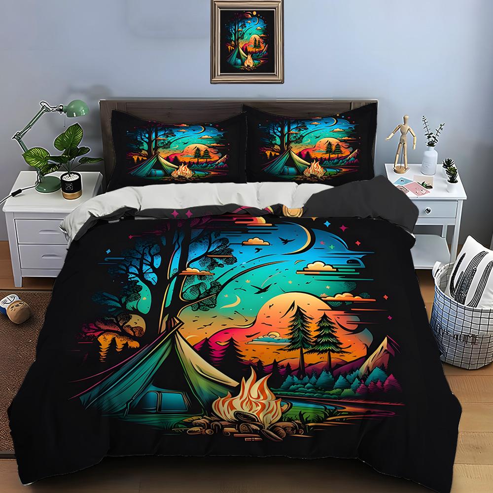 Outdoor camping enthusiasts Print Bedding Set Duvet Cover 1 Duvet Cover 2 Pillowcases Adult and Children Bedding Set Luxury Gift