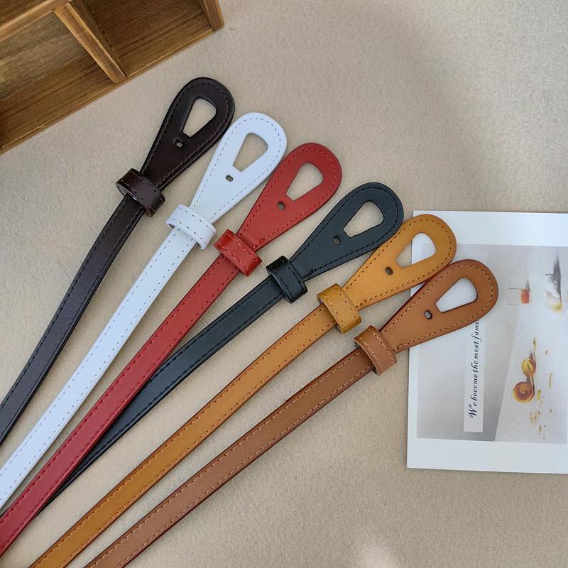 Leather Womens Skinny Belt With Vintage Knot Design For Dress And Office Wear