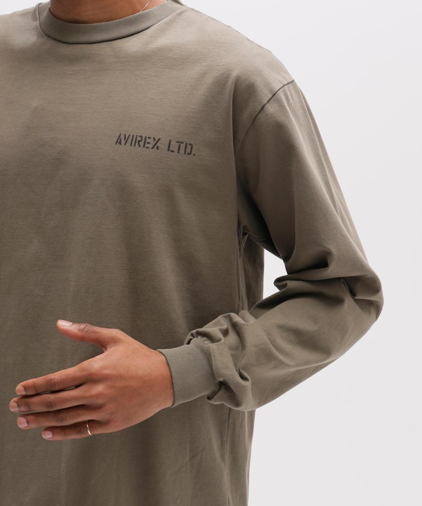 AVIREX STENCIL L/S T-SHIRT Men's XL Olive 783-6130006