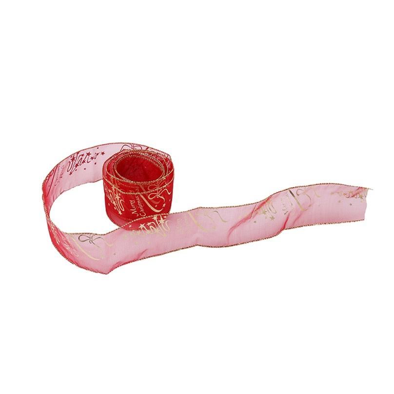 Fashion Creative Red Flower Printing Christmas Ribbon Christmas Tree Decoration