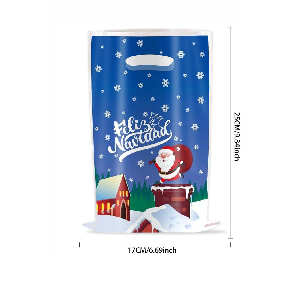 10pcs Christmas Bags Snowflakes Candy Gift Bags Merry Christmas Decoration Gift Wrapping Treat Bags New Year Packing Bag