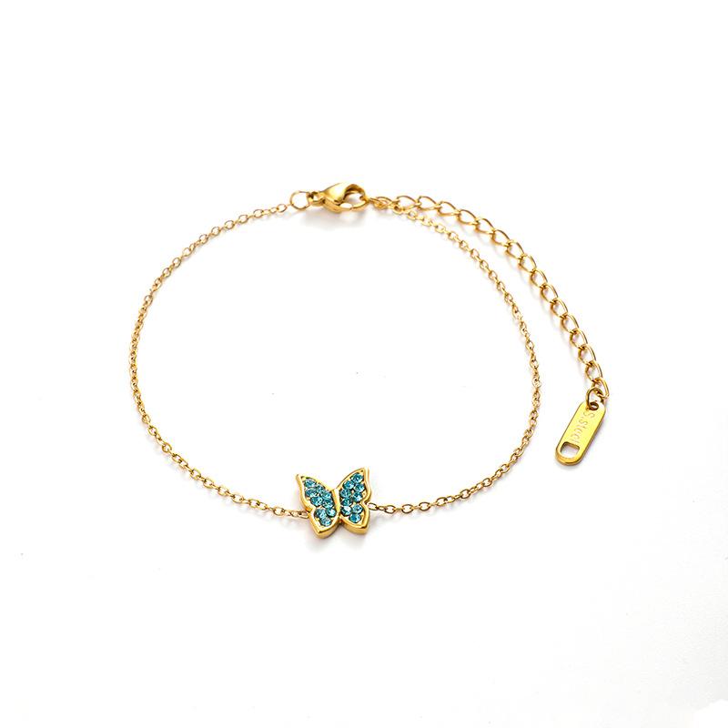 European and American new ins wind zircon butterfly bracelet women's personality fashion gold-plated stainless steel bracelet spot