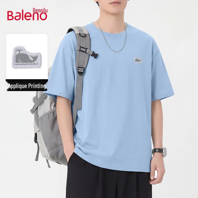 

Baleno Men s Little Whale Patch Embroidery Cotton T-Shirt L