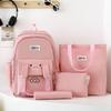 Cute Backpack Female Junior High School Student Backpack Primary School, High School, College Travel Backpack Large Capacity Multi Piece Set Bag