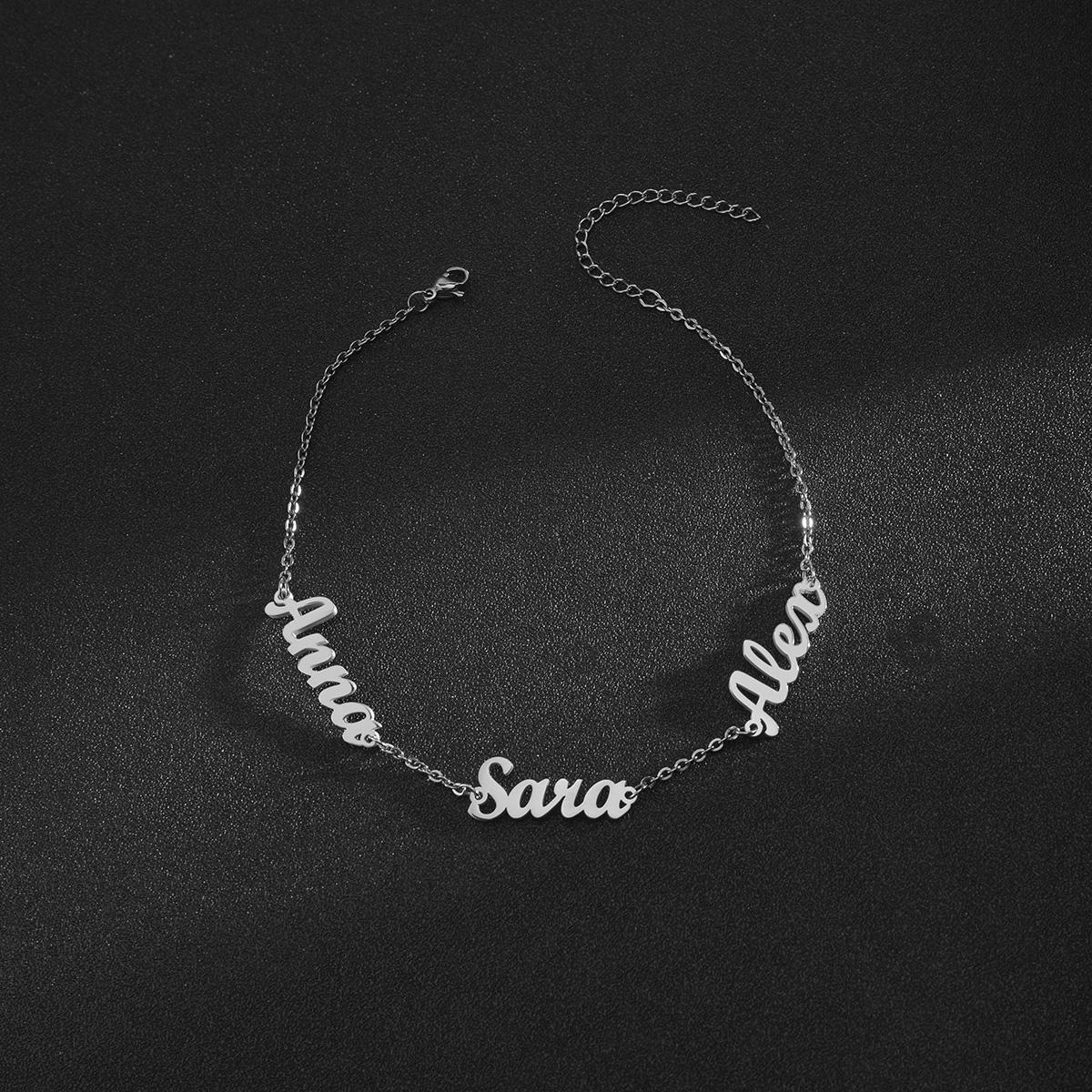 

Atoztide Custom Personalized Letter Bracelet Stainless Steel Charms Summer 1-3 Names Chain Engraved for Women Bangle Gift 9cm