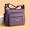 Leichte Umhängetasche für Damen, Multifunktionale Hellgraue Nylon-Schultertasche mit Mehreren Reißverschlusstaschen, Lässige Umhängetasche für den Täglichen Gebrauch