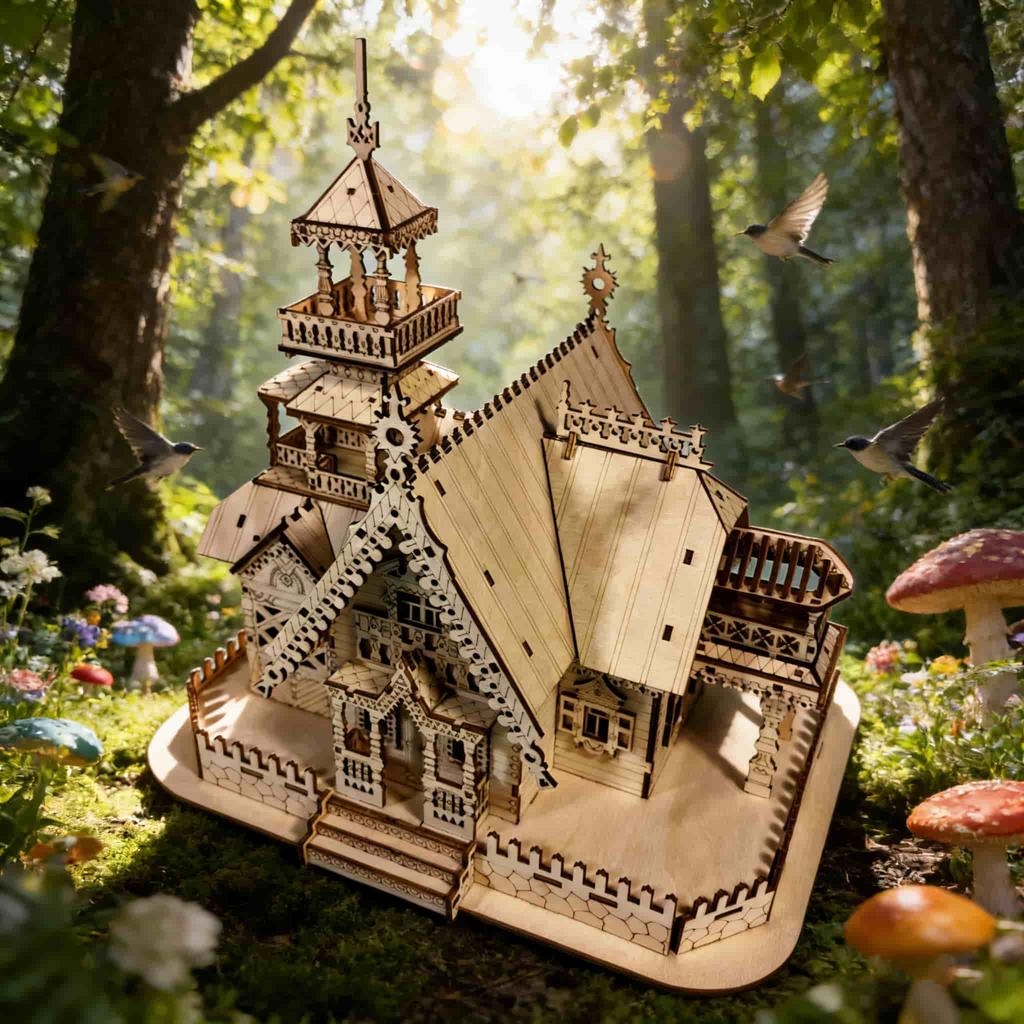 Puzzle 3D di Casetta di Legno Kit Miniatura FAI-DA-TE Regalo Artigianale Decorazione per la Casa Regalo di Compleanno / San Valentino