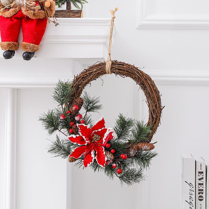 Christmas Dead Branch Rattan Pendant Diy Rattan Wreath Door Hanging Holiday Window Arrangement Props
