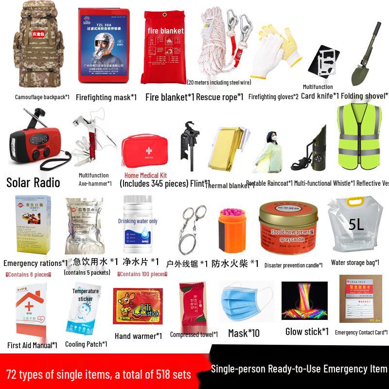 Family Emergency Disaster Survival Kit 1-person