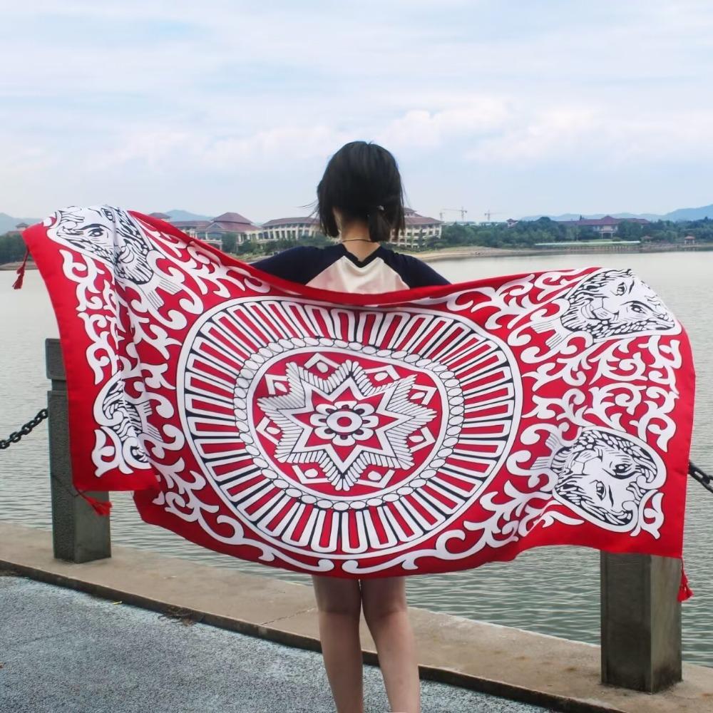 Chaka Salt Lake Great Northwest Tourism Ethnic Style Scarf Silk Scarf Women'S Summer Seaside Beach Shawl Sunscreen Thin