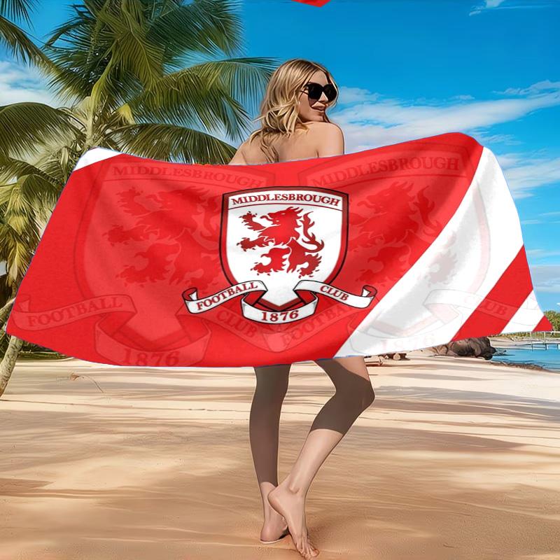 Football Club Emblem Printed Microfiber Beach Towel, Soft And Absorbent, Quick-Dry, Ideal for Summer Travel, Beach Essential, Swimming Pool