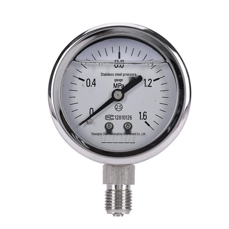 Stainless Steel Shockproof Precision Pressure Gauge - YN60BF for Air, Water, Hydraulic, and Oil Applications.