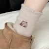 Female Autumn and Winter Thickened Warm Cartoon Embroidery Home Floor In The Tube Socks