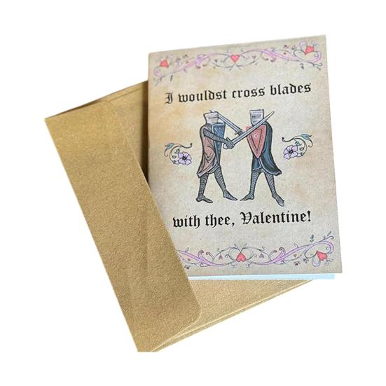 

Medieval Valentine s Card with Envelope Vintage Medieval Love Greeting Card with Humorous Phrases Couples Boyfriend Girlfriend Gift C