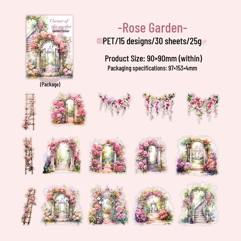 Garden Series: A Beautiful Day PET Sticker Pack - 30 Sheets, 6 Designs